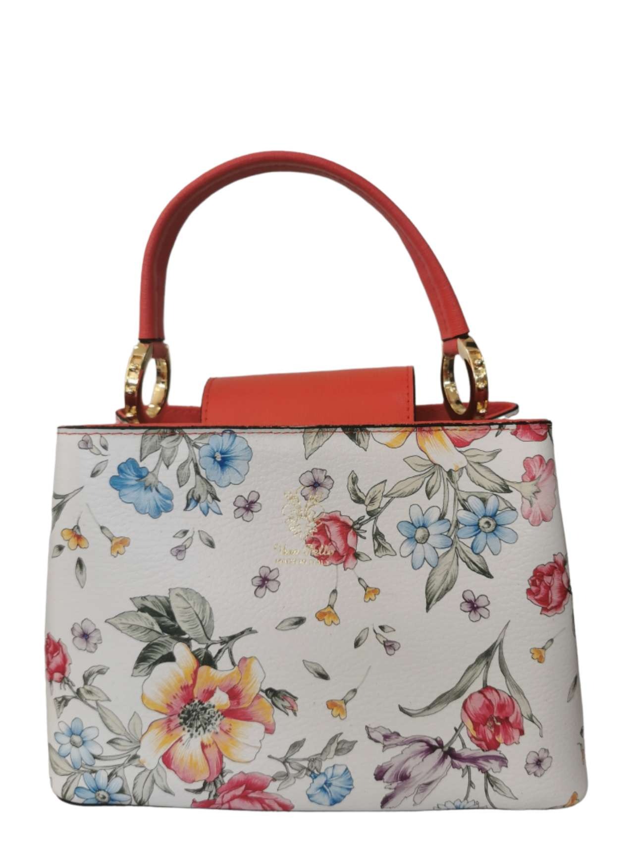 HANDTASCHE |  LEATHER HANDBAG  "FLOWERS" - WHITE