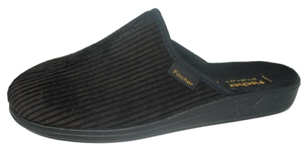 FISCHER | HERREN-PANTOFFEL "FRANK" | STREIFEN-CORD - MOCCA