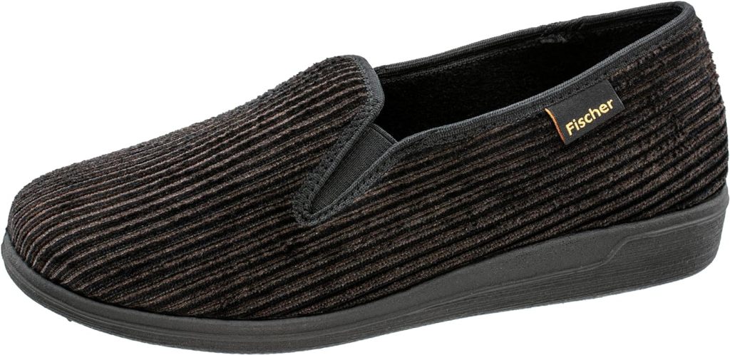 FISCHER | HAUSSCHUH "FRANK" | STREIFEN-CORD - MOCCA