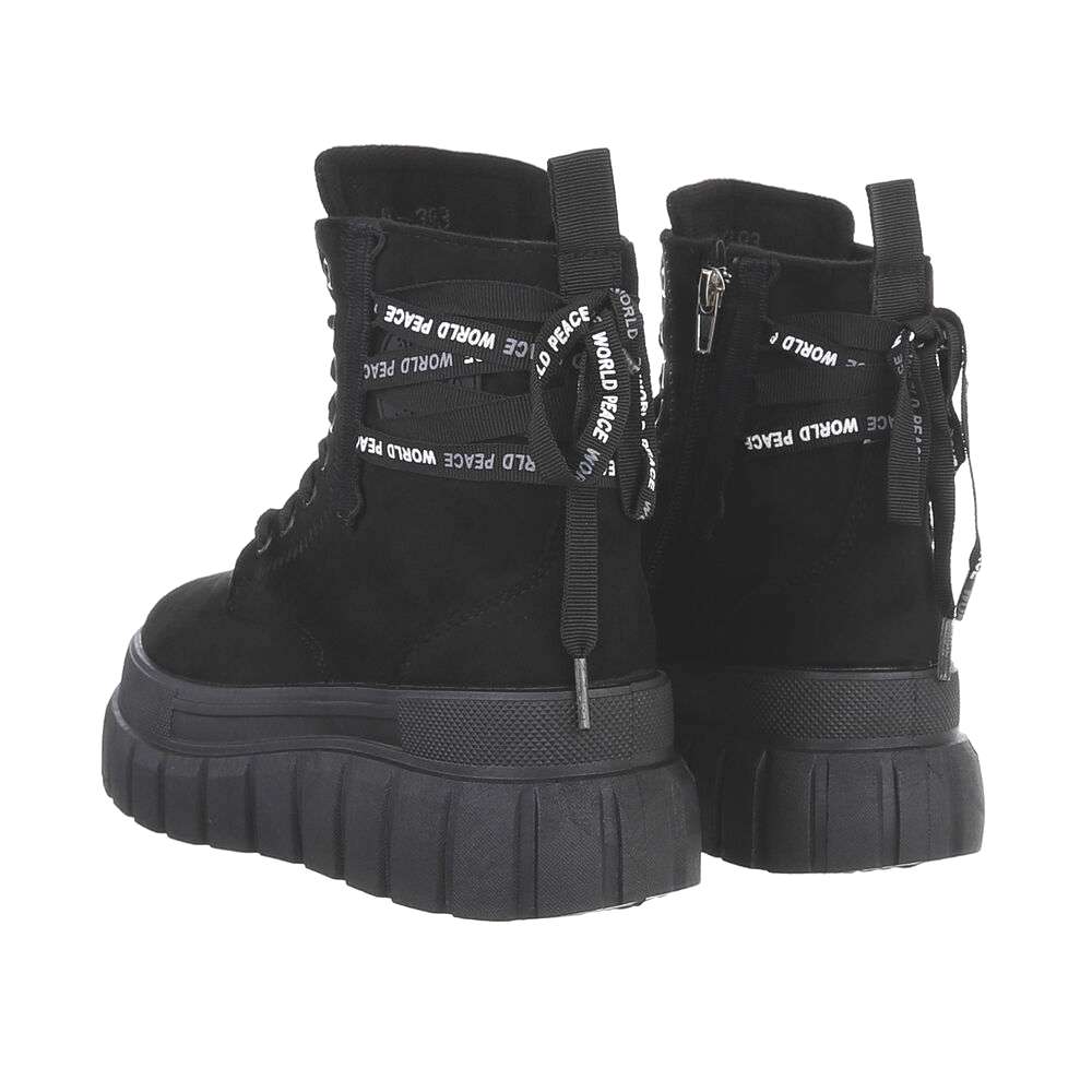 SCHNÜR-BOOT | DAMEN  BERGSTEIGER-STYLE - SCWARZ