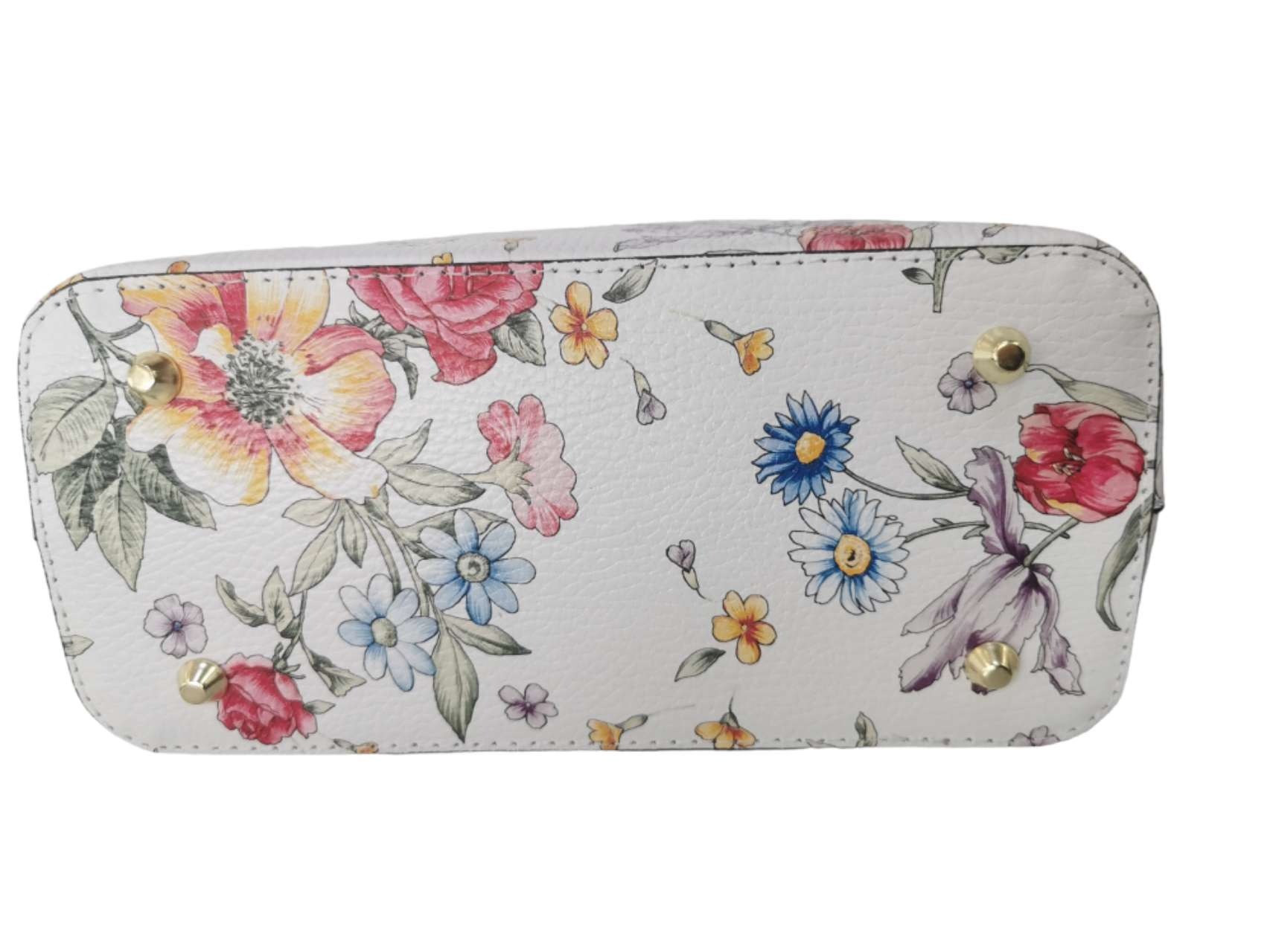 HANDTASCHE |  LEATHER HANDBAG  "FLOWERS" - WHITE
