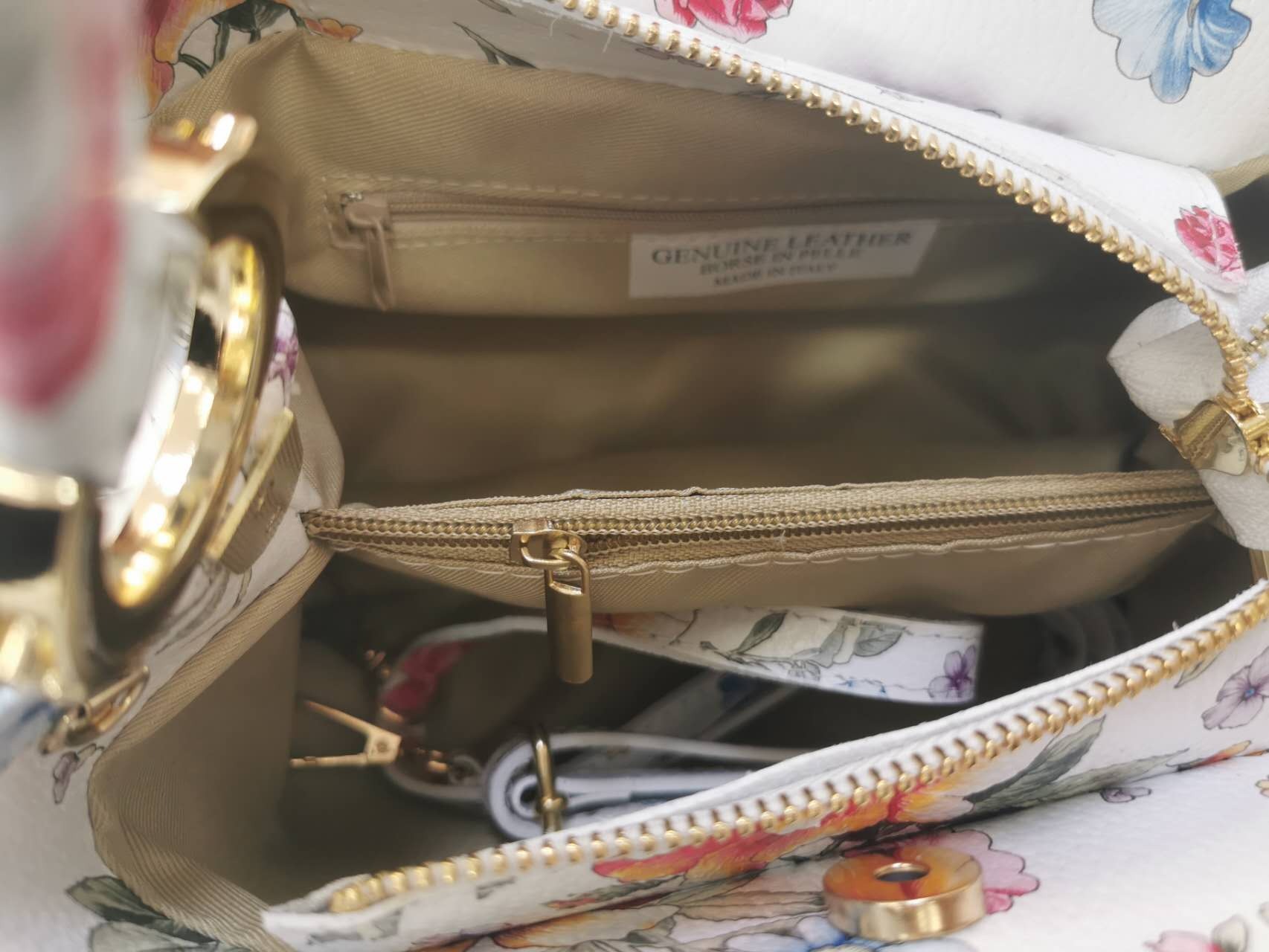 HANDTASCHE |  LEATHER HANDBAG  "FLOWERS" - CORNFLOWER