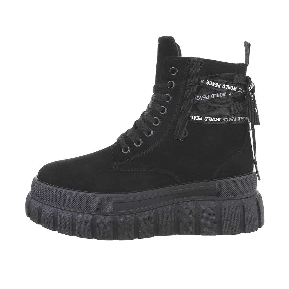 SCHNÜR-BOOT | DAMEN  BERGSTEIGER-STYLE - SCWARZ