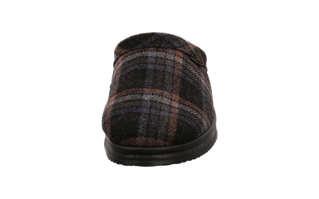 FISCHER | HERREN-PANTOFFEL "ANDY" | WOLL-FILZ - GRAU-BUNT