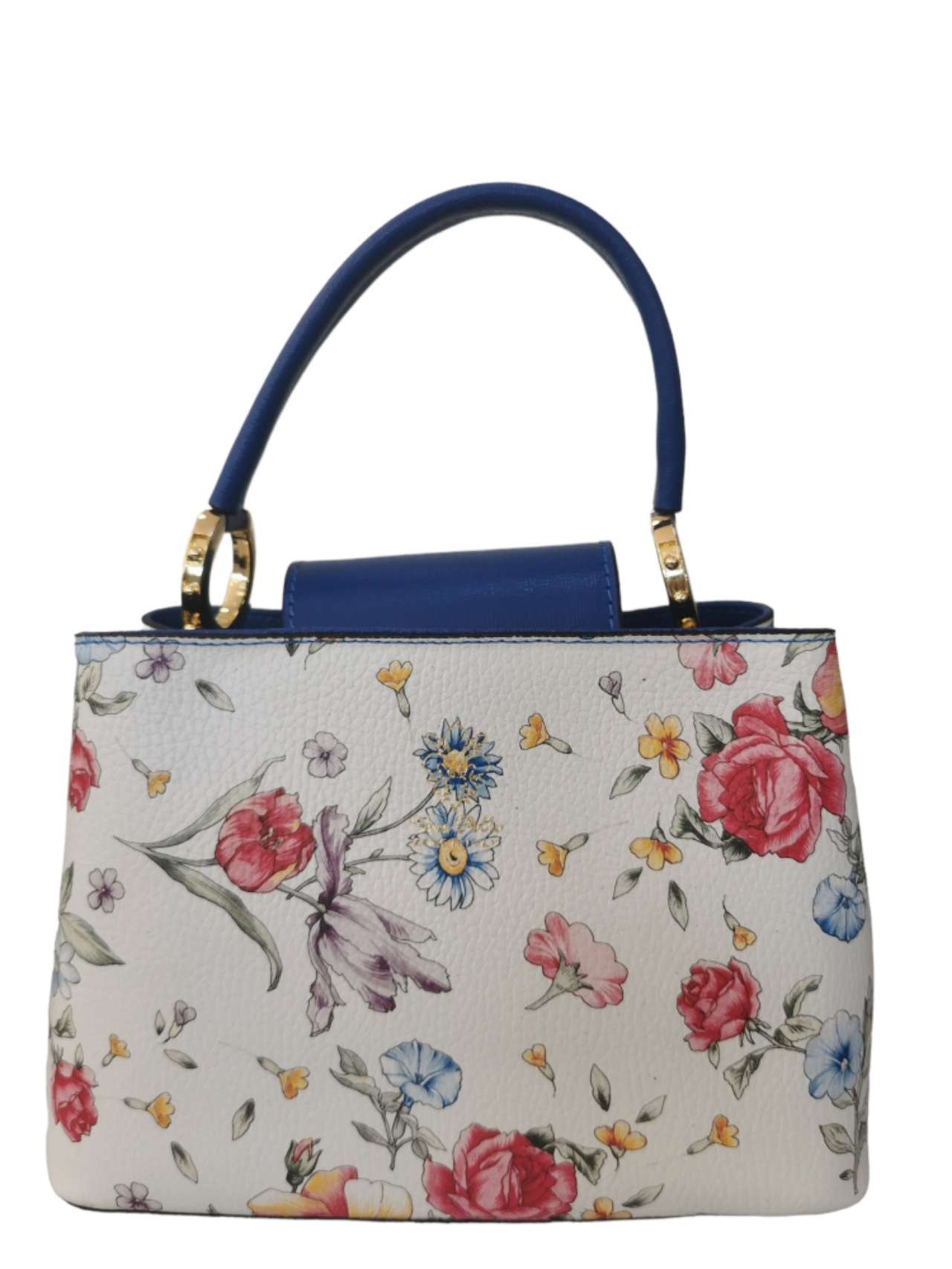 HANDTASCHE |  LEATHER HANDBAG  "FLOWERS" - CORNFLOWER