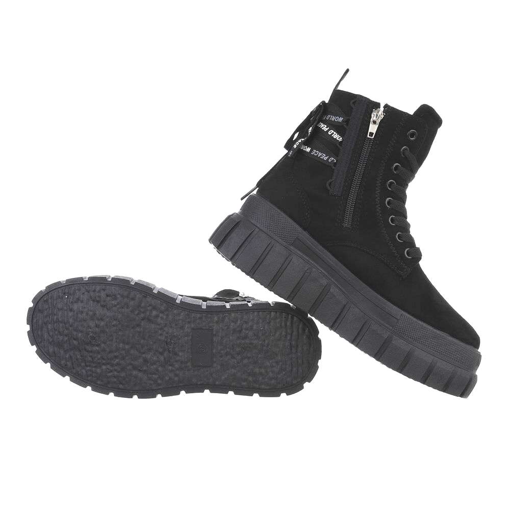 SCHNÜR-BOOT | DAMEN  BERGSTEIGER-STYLE - SCWARZ