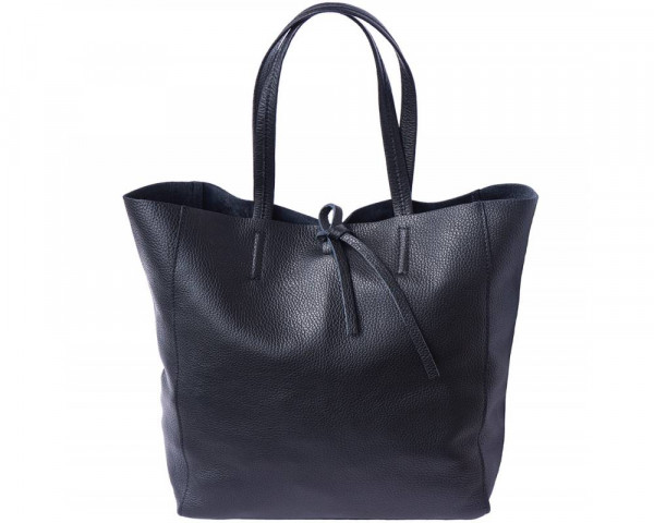 TOTE BAG | EINKAUFSTASCHE GRÖSSE L - SCHWARZ | ECHT LEDER MADE IN ITALY