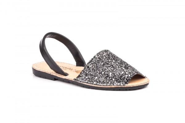 Menorca Sandale - Avarca Menorquina Glitter | Plata-Negro